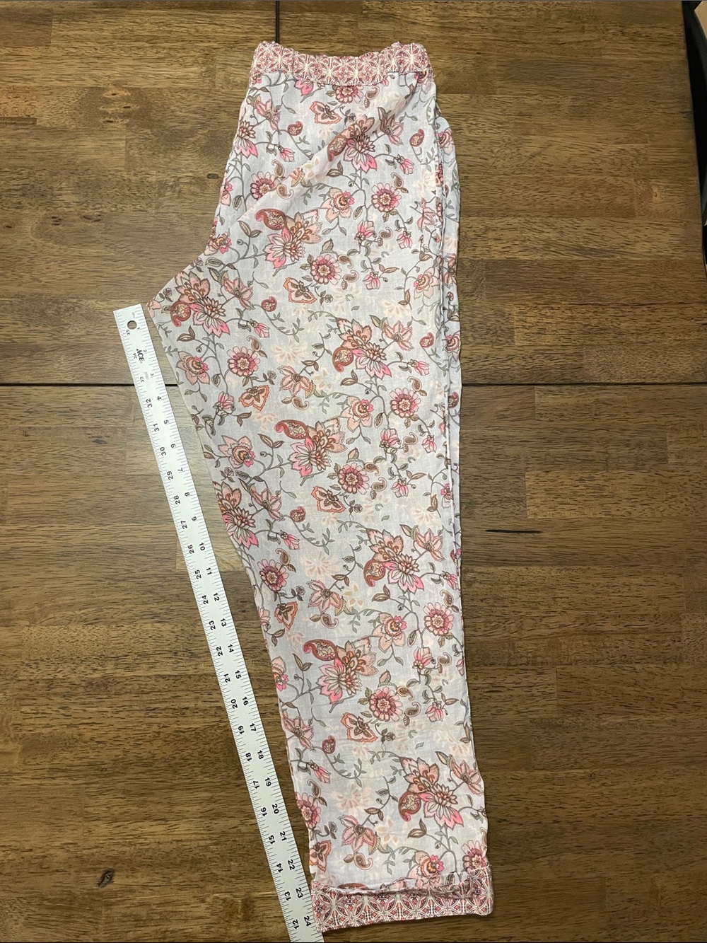 Sundance Catalog Pink Floral Lounge Pants with Red Accents size XS - Picture 7 of 7